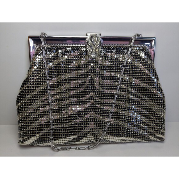 Vintage Whiting and Davis Zebra Chain Mesh Evening Purse Bag #2983 - Picture 1 of 14